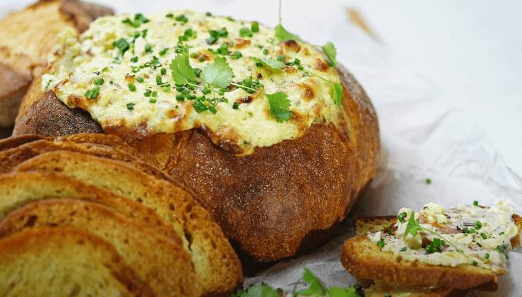 Cheese and bacon cob loaf